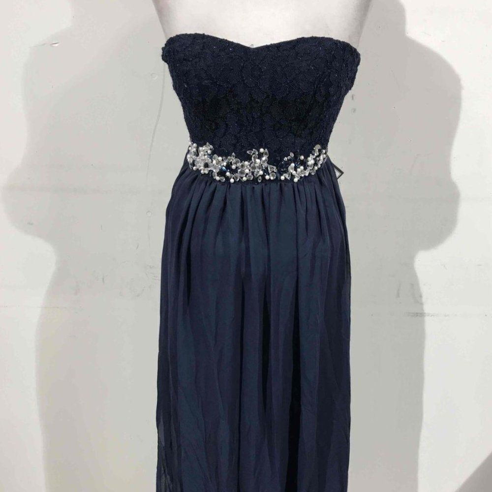 NTW Blue Speechless Strapless Gown Dress Size 1